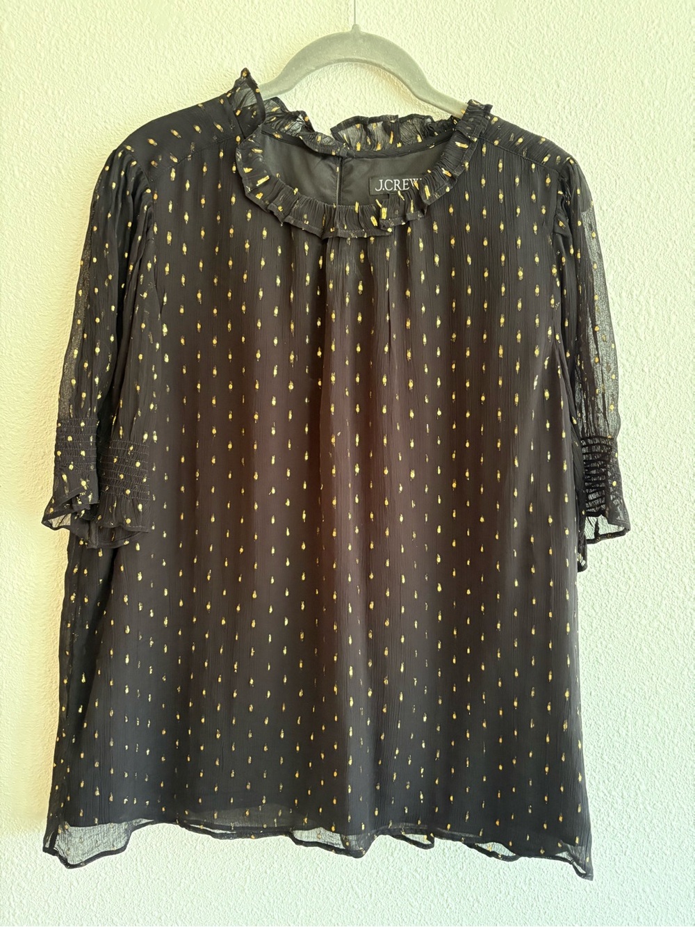 J Crew black & gold top sz XL